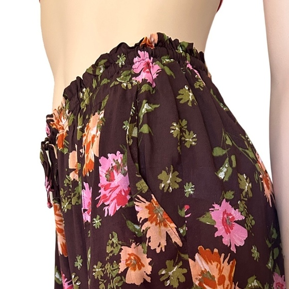 Nordstrom DR2 Floral Leisure Shorts 100% Rayon Lightweight NWOT Ruffled Waist - Picture 4 of 13